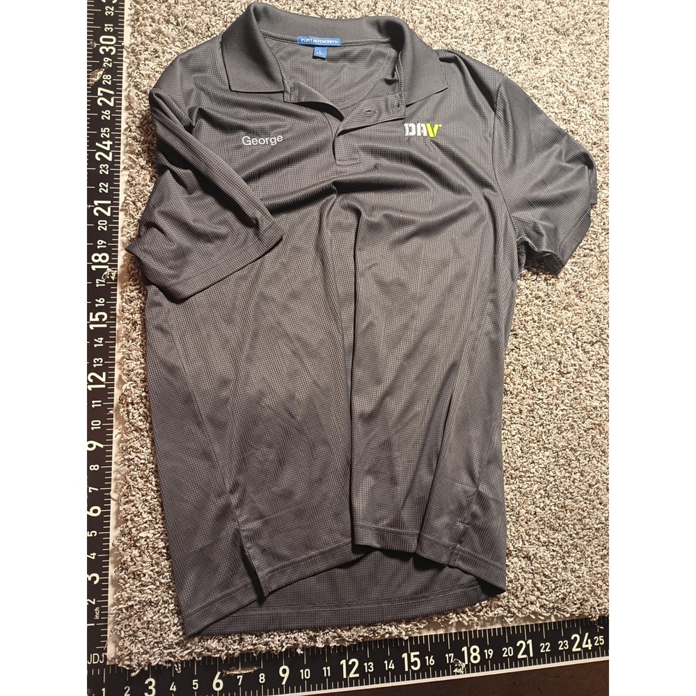 Port Authority Mens Large Gray DAV George Embroidered Short Sleeve Polo Shirt